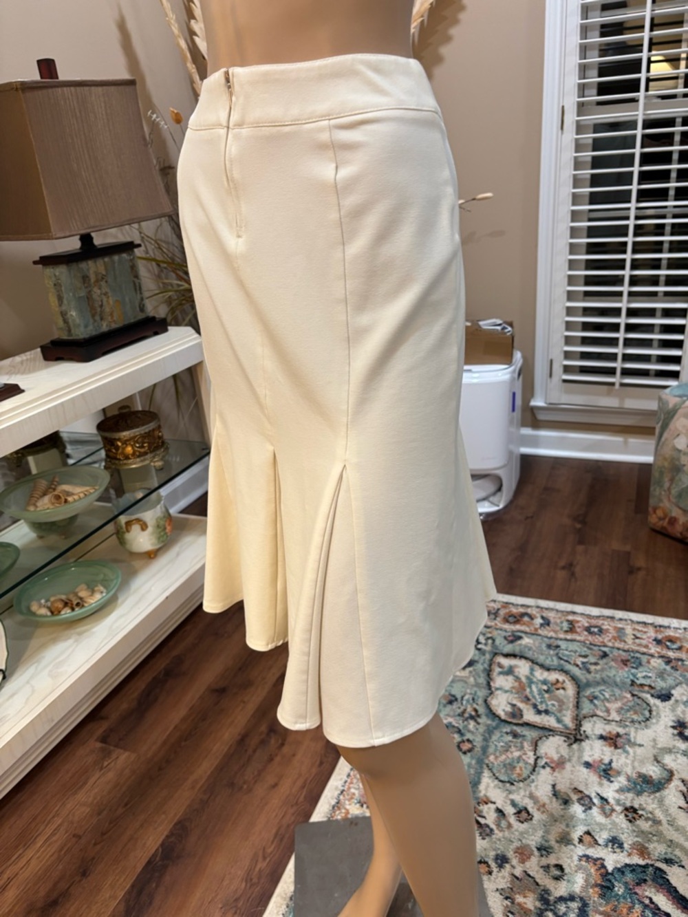 United Colors Of Benetton Cream Flared Midi Skirt